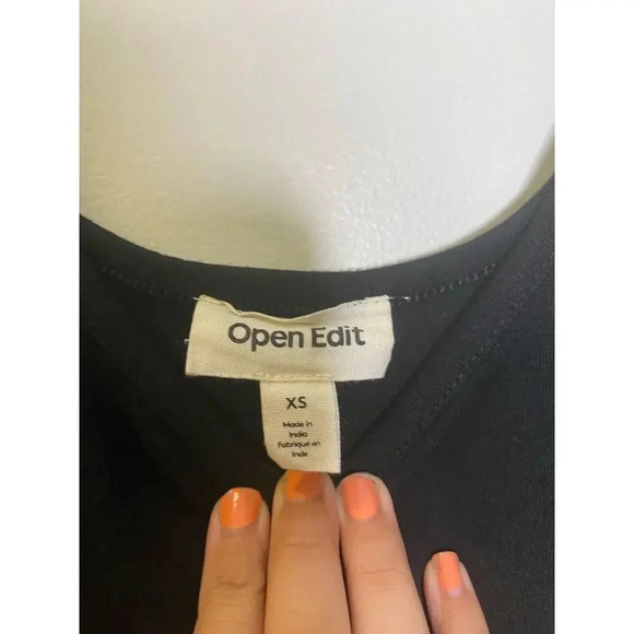 Open Edit Ruched Tie Black Cropped Tank Top - Picture 5 of 5